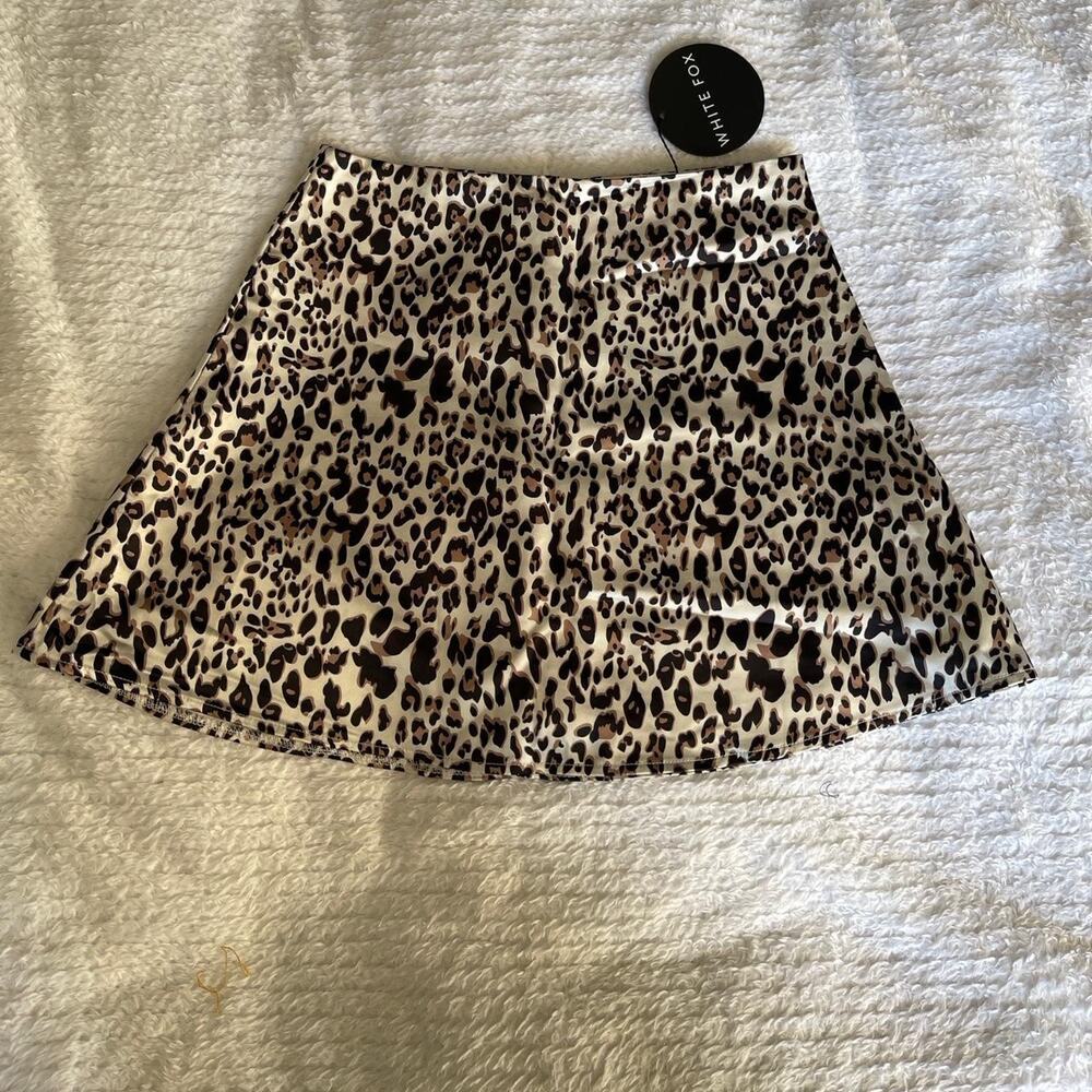 Leopard satin mini skirt